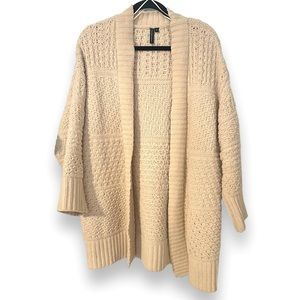 Moon & Madison Open-Front Longline Cardigan Sweater Womens Small Ivory Warm Knit